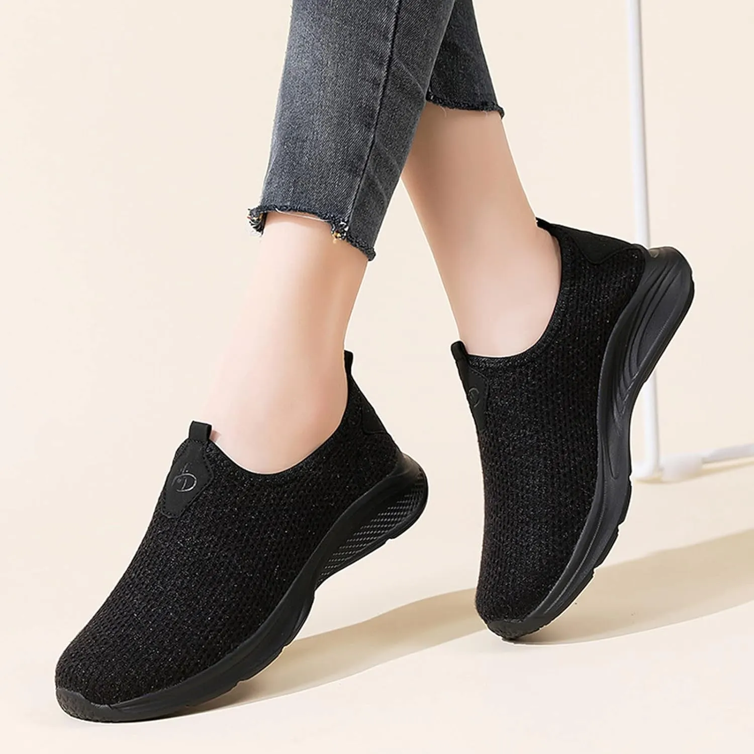 Women's Walking Shoes Cushion Comfortable Breeze Shoes Womens Tennis Shoes Slip On Business Casual Shoes Black Sneakers Steel Toe Tennis Shoe Casual Loafers