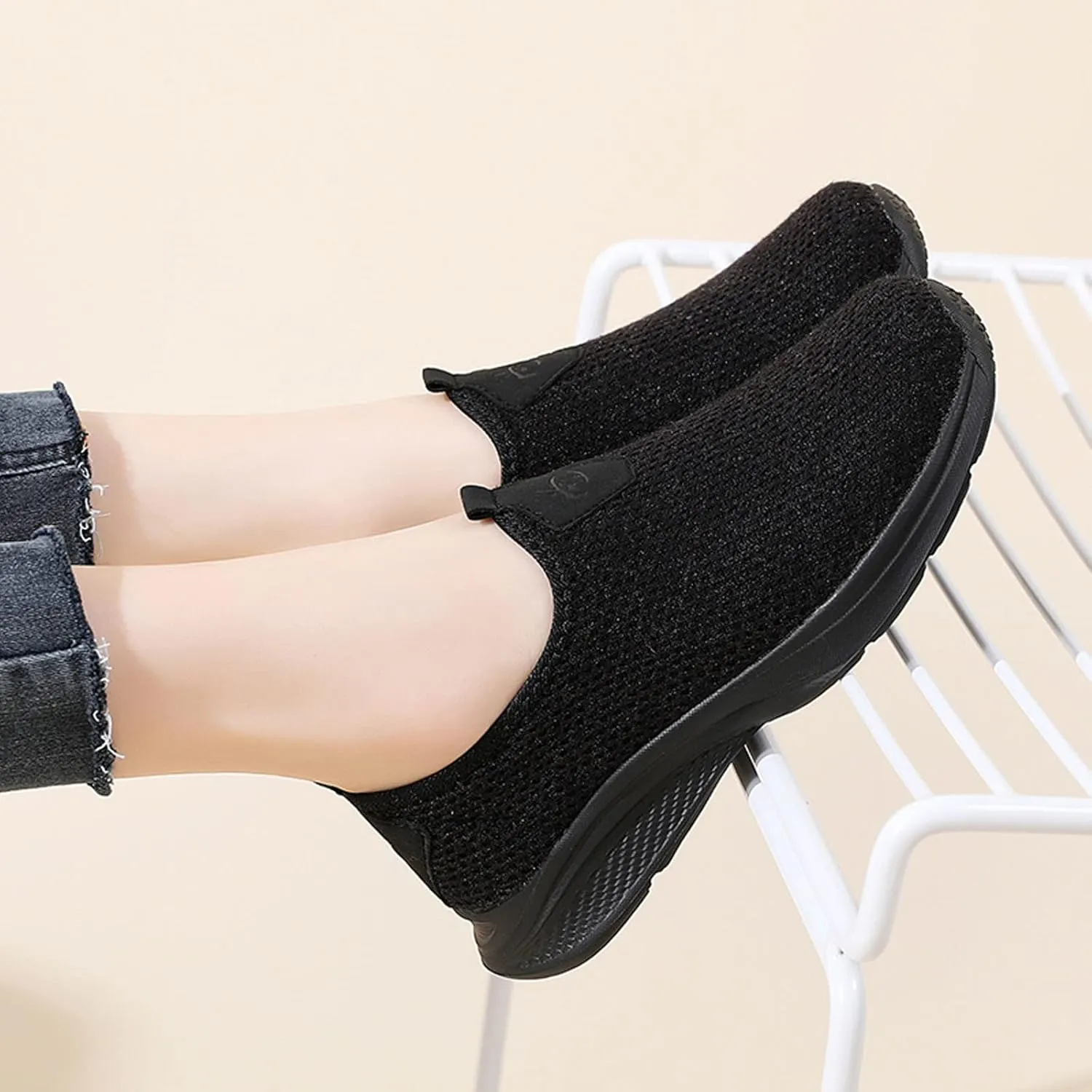Women's Walking Shoes Cushion Comfortable Breeze Shoes Womens Tennis Shoes Slip On Business Casual Shoes Black Sneakers Steel Toe Tennis Shoe Casual Loafers