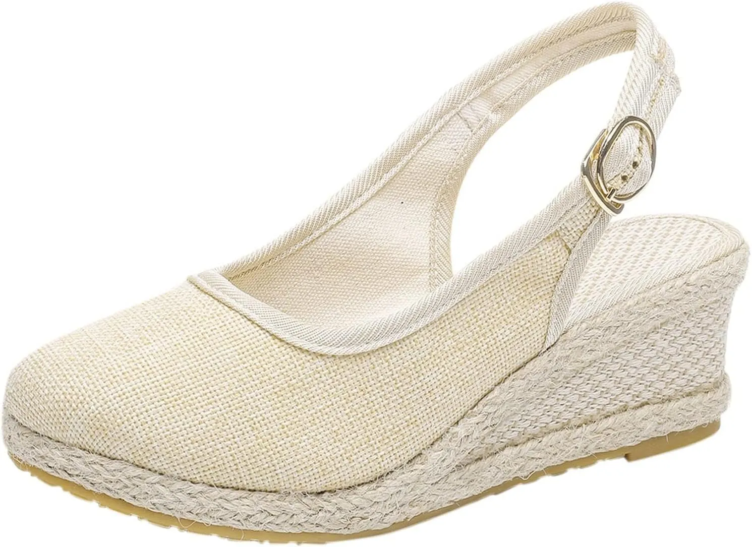 Womens Wedge Sandals Summer Dressy Casual Slip On Espadrilles Sandals Elegant Slingback Strappy Ankle Strap Metal Buckle Sandal for All Occasions: Casual, Work, Party