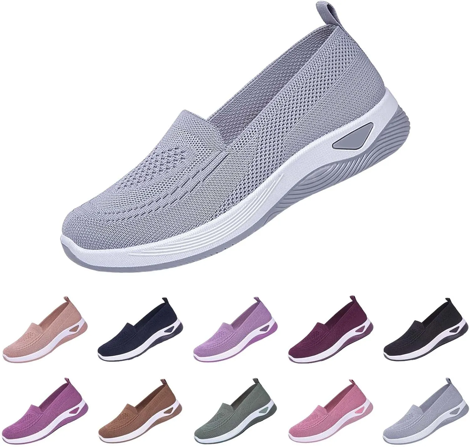 Women's Woven Orthopedic Breathable Soft Shoes with Arch Support Slip On Wide Diabetic Footwear Athletic Sport Running Sneakers Soft Sole Sneaker