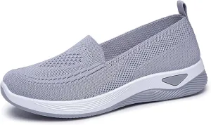Women's Woven Orthopedic Breathable Soft Shoes with Arch Support Slip On Wide Diabetic Footwear Athletic Sport Running Sneakers Soft Sole Sneaker