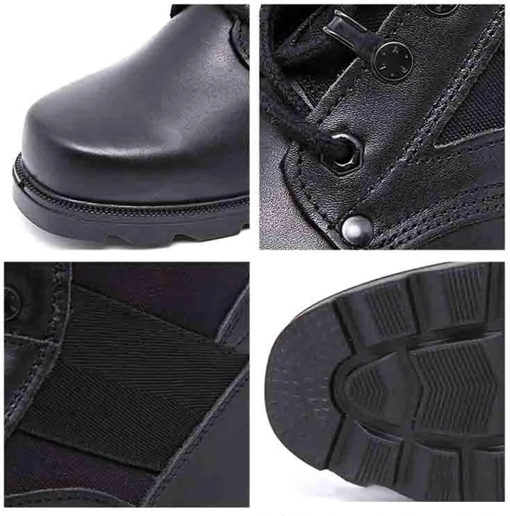 Wygwlg Mens Army Combat Boots Ultra Light Military Boots Special Forces Boot Leather High Tops Protection Boots