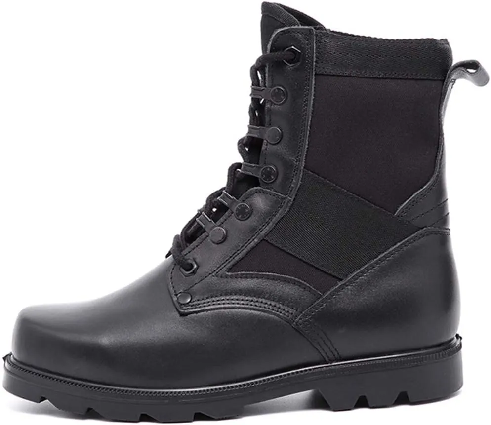 Wygwlg Mens Army Combat Boots Ultra Light Military Boots Special Forces Boot Leather High Tops Protection Boots