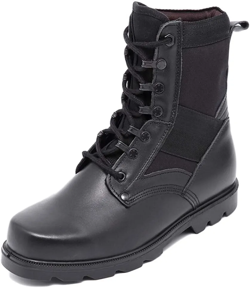 Wygwlg Mens Army Combat Boots Ultra Light Military Boots Special Forces Boot Leather High Tops Protection Boots