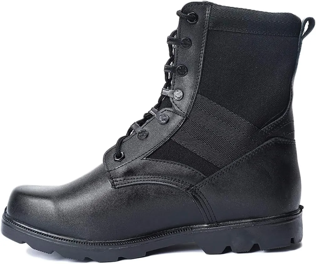 Wygwlg Mens Combat Boots Desert Military Tactical Boots Trekking Training Shoes Durable Safety Shoes High Top Black