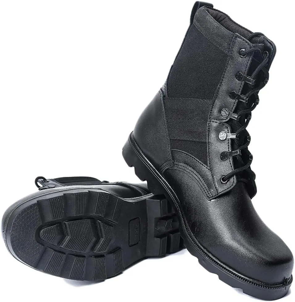 Wygwlg Mens Combat Boots Desert Military Tactical Boots Trekking Training Shoes Durable Safety Shoes High Top Black