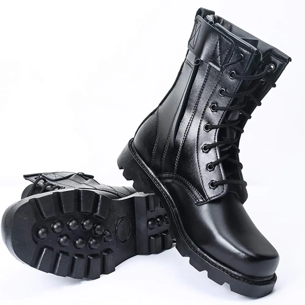 Wygwlg Mens Combat Boots Desert Military Tactical Boots Trekking Training Shoes Durable Safety Shoes High Top Black