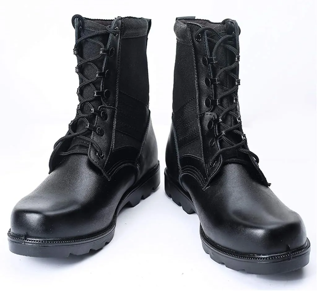 Wygwlg Mens Combat Boots Desert Military Tactical Boots Trekking Training Shoes Durable Safety Shoes High Top Black