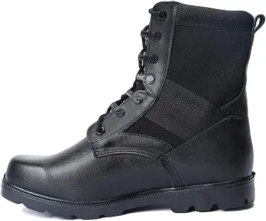 Wygwlg Mens Combat Boots Desert Military Tactical Boots Trekking Training Shoes Durable Safety Shoes High Top Black