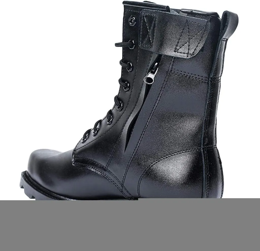 Wygwlg Mens Combat Boots Desert Military Tactical Boots Trekking Training Shoes Durable Safety Shoes High Top Black