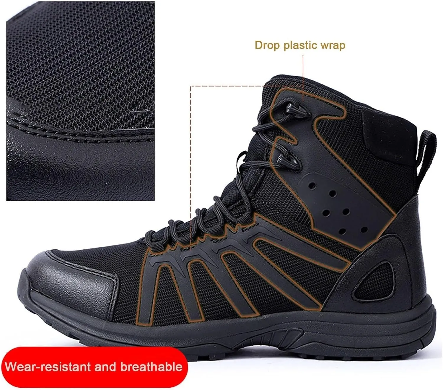 Wygwlg Men's Lightweight Combat Boots, Mens Outdoor Plus Size Waterproof Military Tactical Work Boots, Lightweight Breathable Durable Army Patrol Boots, for Camping, Hiking, Jungle Combat
