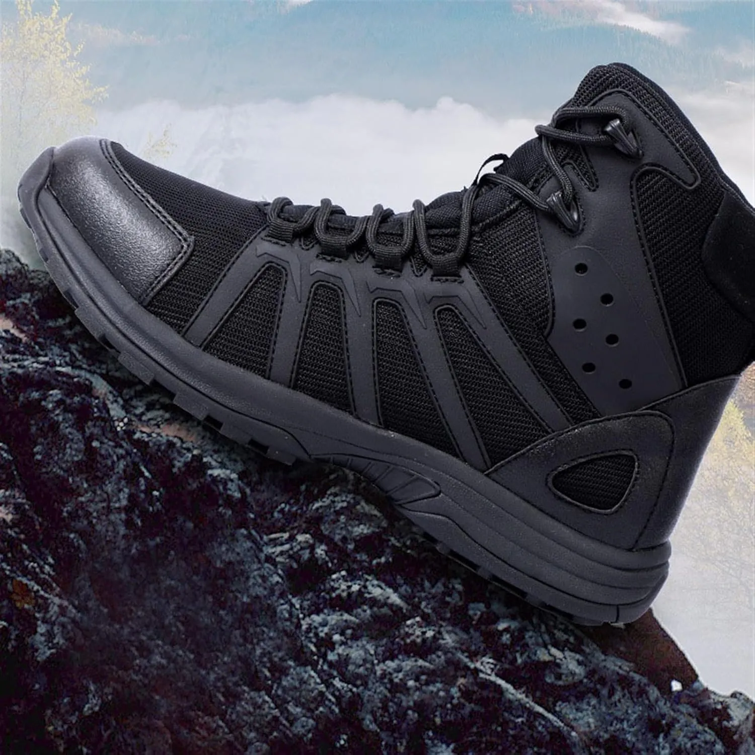 Wygwlg Men's Lightweight Combat Boots, Mens Outdoor Plus Size Waterproof Military Tactical Work Boots, Lightweight Breathable Durable Army Patrol Boots, for Camping, Hiking, Jungle Combat