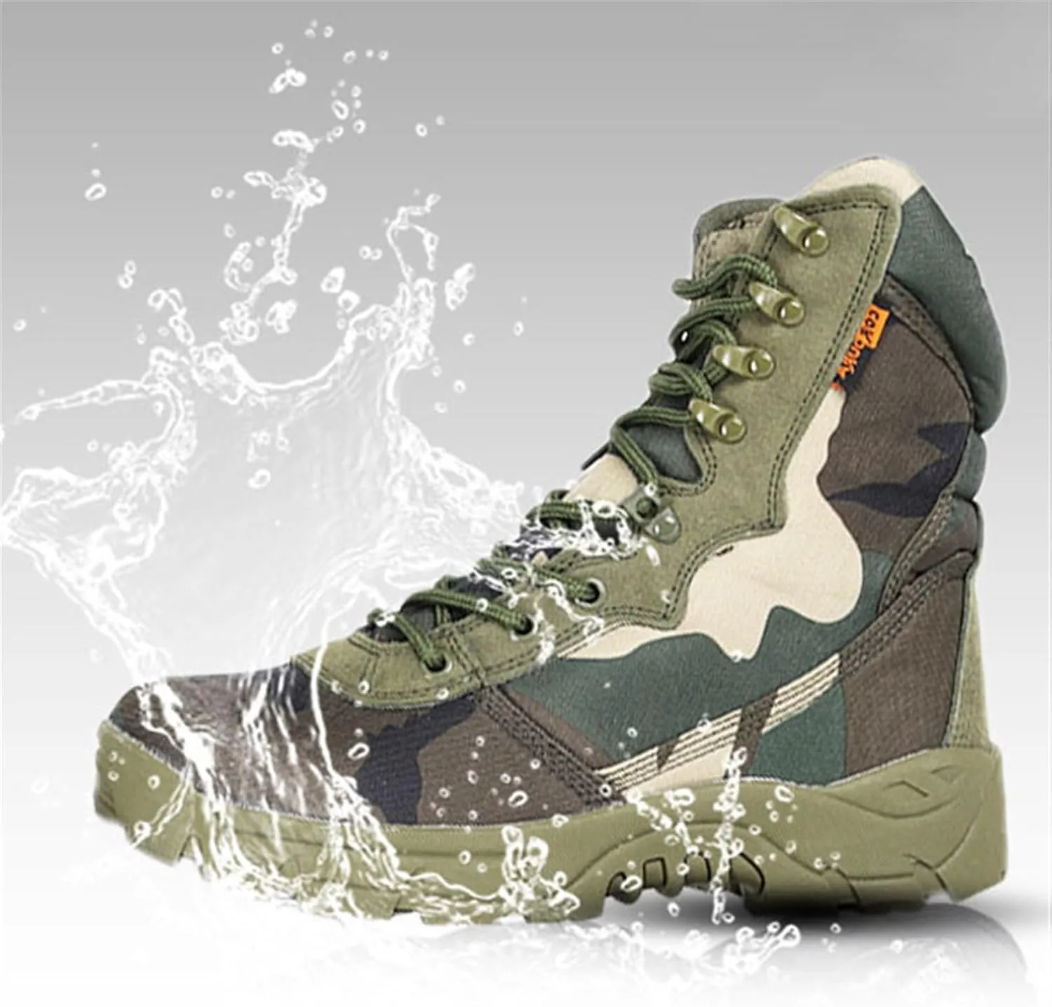 Wygwlg Men's Side Zipper Tactical Boots, Men High Top Breathable Zipper Durable Camouflage Combat Boots, Comfortable Waterproof Desert Combat Army Combat Boots, for Hiking, Jungle Combat