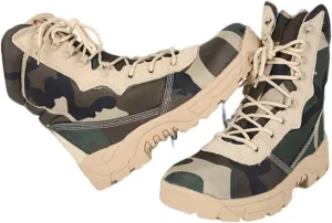 Wygwlg Men's Side Zipper Tactical Boots, Men High Top Breathable Zipper Durable Camouflage Combat Boots, Comfortable Waterproof Desert Combat Army Combat Boots, for Hiking, Jungle Combat