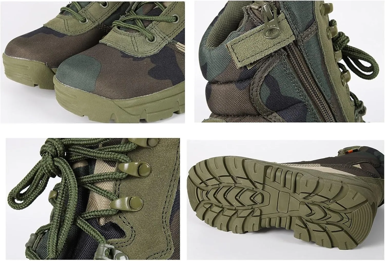 Wygwlg Men's Side Zipper Tactical Boots, Men High Top Breathable Zipper Durable Camouflage Combat Boots, Comfortable Waterproof Desert Combat Army Combat Boots, for Hiking, Jungle Combat