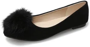 ZTWUTANG Stunner Women's Cute Pointed Toe Flat Ballet Shoes Comfortable Dress Shoes Black 39, F Black, 7