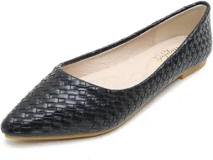 ZTWUTANG Stunner Women's Cute Pointed Toe Flat Ballet Shoes Comfortable Dress Shoes Black 40(7.5) B Black